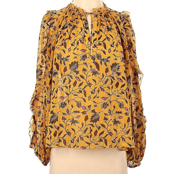 Ulla Johnson Tops - Ulla Johnson - Semi-sheer floral long sleeve blouse, Sz 4 (but fits many sizes)